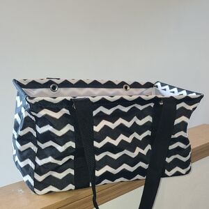 Chevron Patterned Tote Bag - Black and White